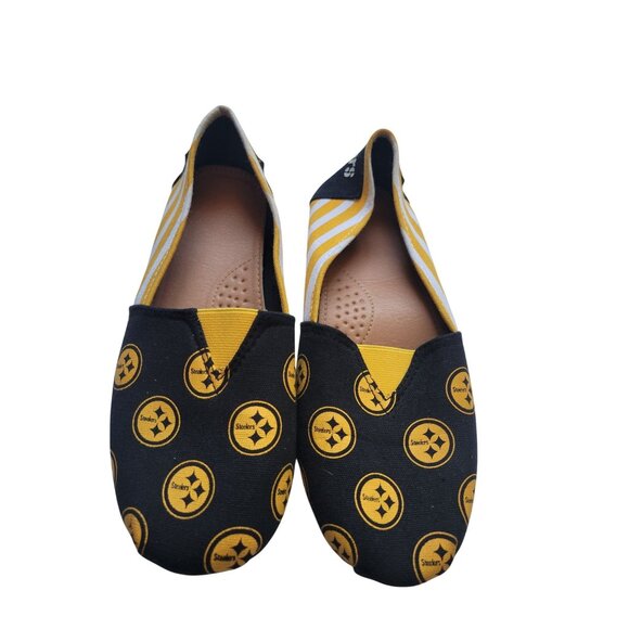 Pittsburgh Steelers Womens Stripe Canvas Shoe Size M NFL Football Fan Spirit - Picture 1 of 9